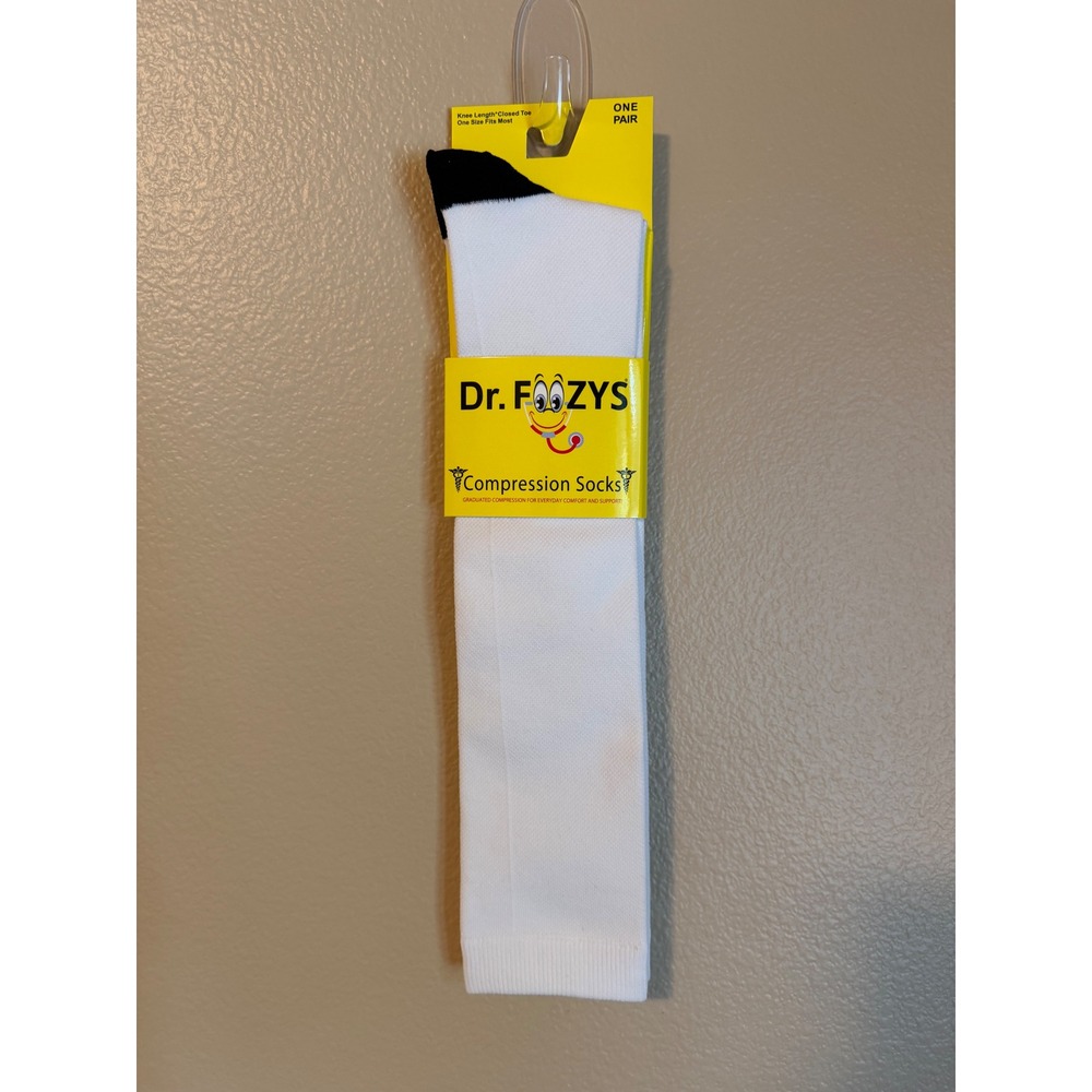 White Compression Socks Airline Travel Comfort Sports Knee High Socks Foozys OS